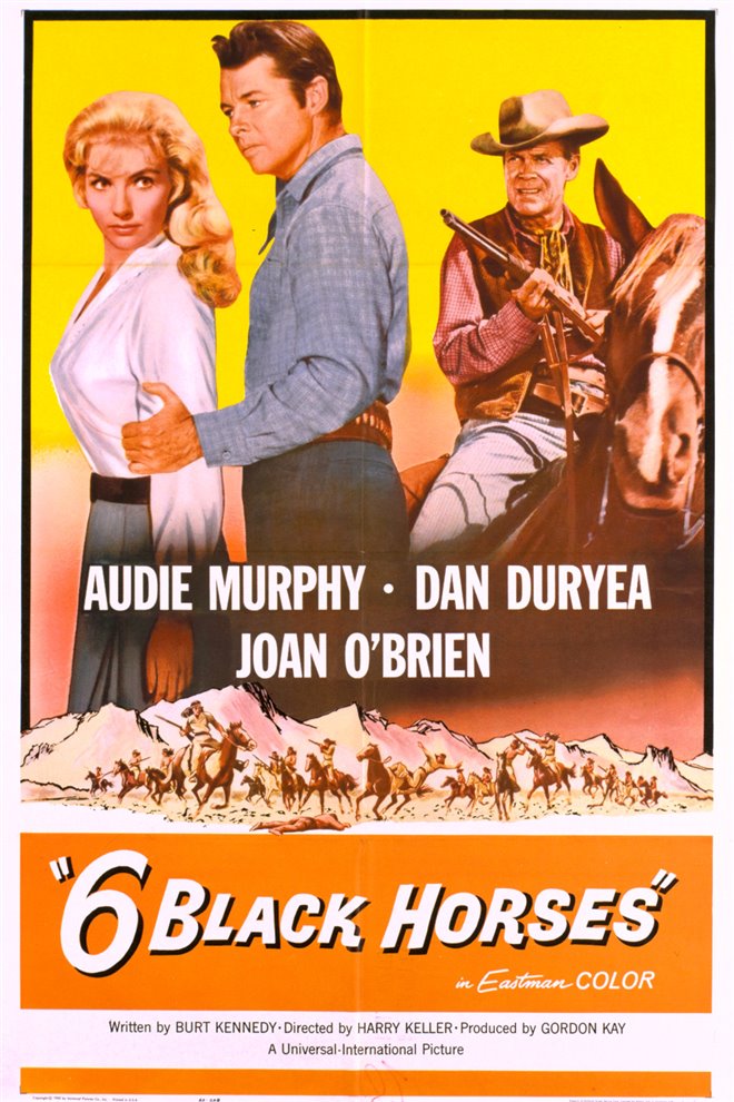 Six Black Horses Large Poster